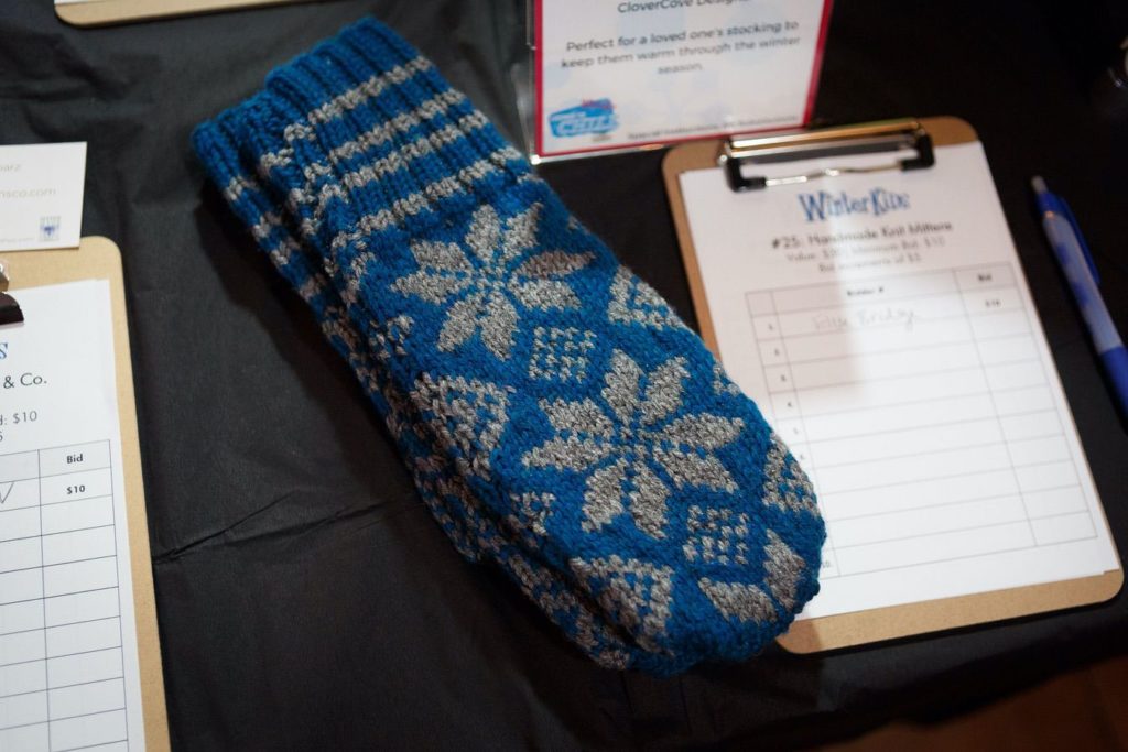 WinterKids License to Chill 2018 Auction Items CloverCove Handmade Knit Mittens Stephen Davis Photo