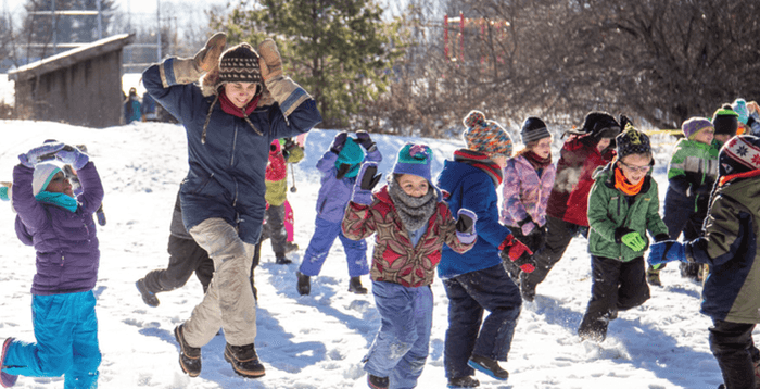 Kids Running with teacher