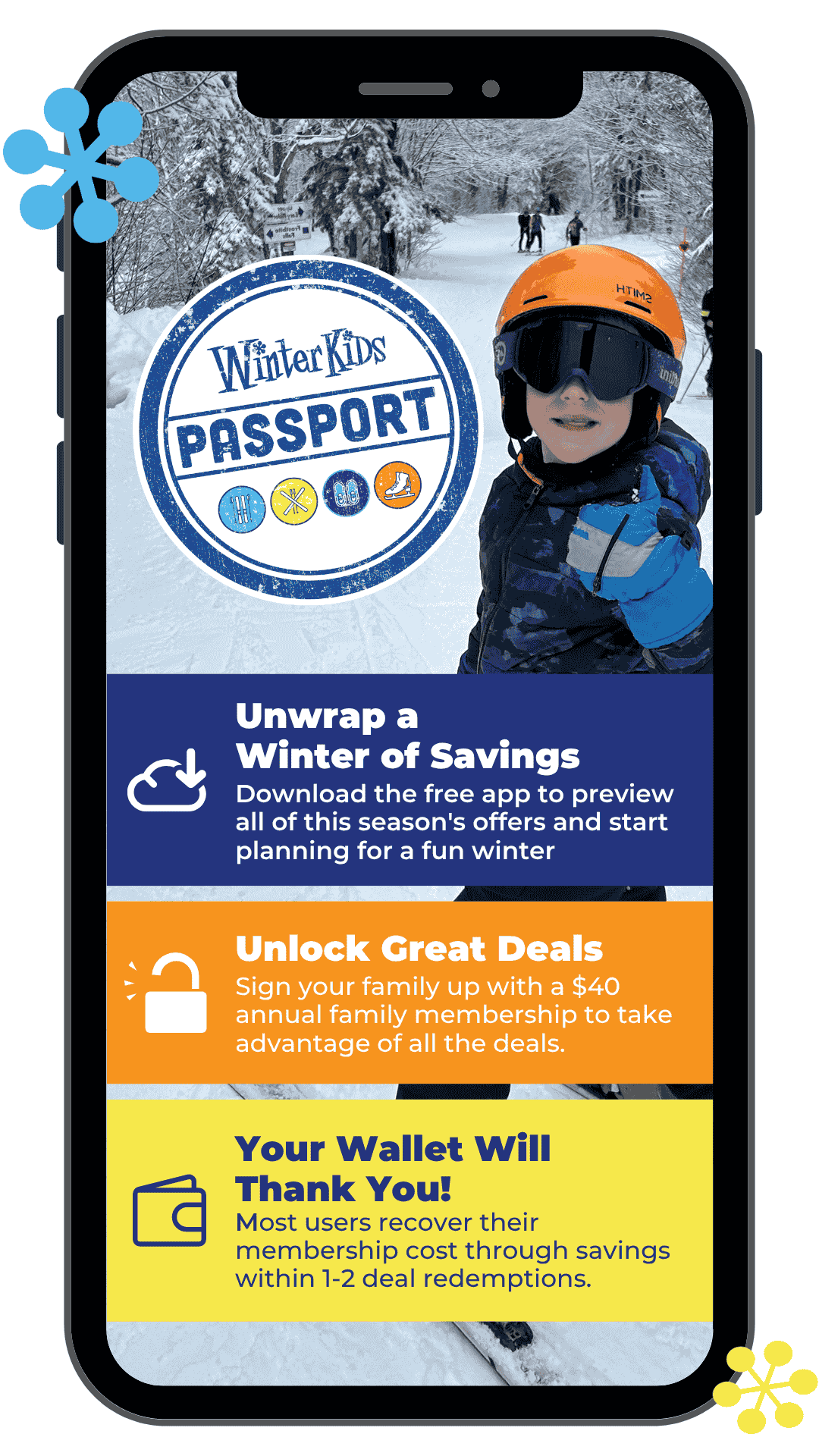 WinterKids App Phone Image with Benefits